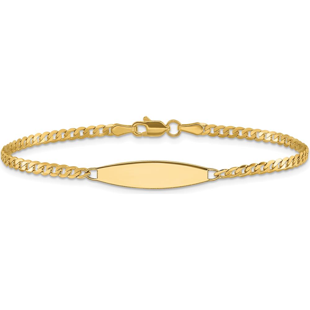 14K Yellow Gold Polished Solid Curb Link ID Bracelet with Personalized 36x5.1mm Plate - 8 Inches by Oro Pregiato