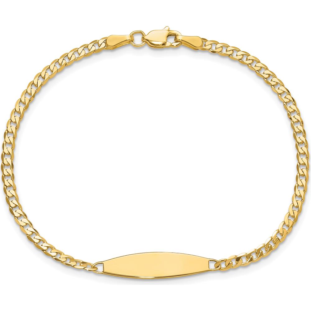 14K Yellow Gold Polished Solid Curb Link ID Bracelet with Personalized 36x5.1mm Plate - 8 Inches by Oro Pregiato