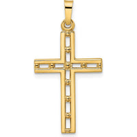 14K Yellow Gold Polished Solid Cut-out Cross Pendant - 32.18mm Length by Oro Pregiato