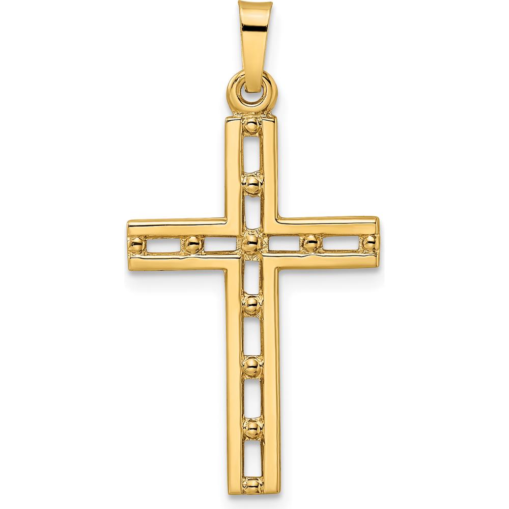 14K Yellow Gold Polished Solid Cut-out Cross Pendant - 32.18mm Length by Oro Pregiato