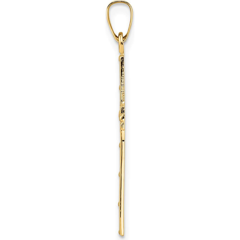 14K Yellow Gold Polished Solid Cut-out Cross Pendant - 32.18mm Length by Oro Pregiato