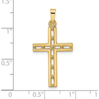 14K Yellow Gold Polished Solid Cut-out Cross Pendant - 32.18mm Length by Oro Pregiato