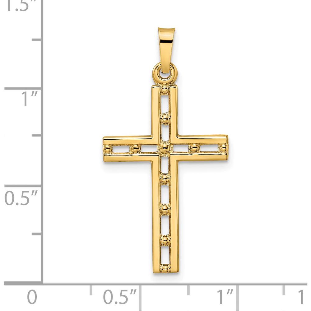 14K Yellow Gold Polished Solid Cut-out Cross Pendant - 32.18mm Length by Oro Pregiato