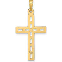 14K Yellow Gold Polished Solid Cut-out Cross Pendant - 32.18mm Length by Oro Pregiato