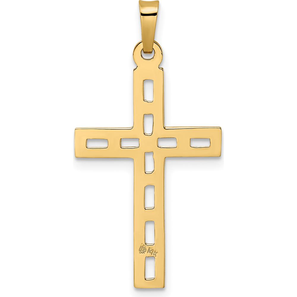 14K Yellow Gold Polished Solid Cut-out Cross Pendant - 32.18mm Length by Oro Pregiato