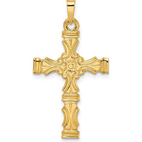 14K Yellow Gold Polished Solid Fancy Design Cross Pendant - 34.76mm Length by Oro Pregiato