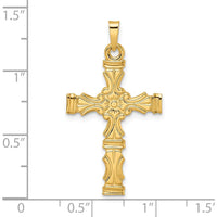14K Yellow Gold Polished Solid Fancy Design Cross Pendant - 34.76mm Length by Oro Pregiato