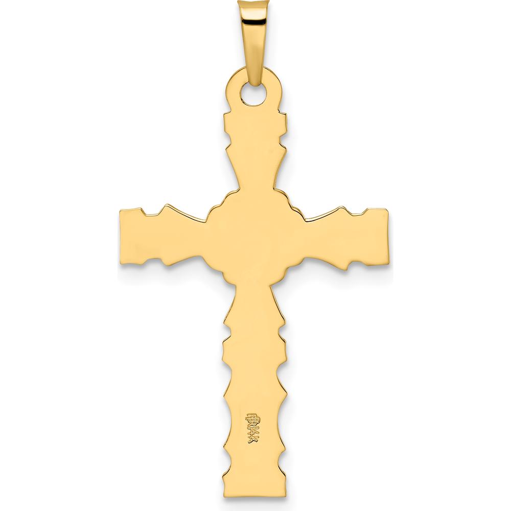 14K Yellow Gold Polished Solid Fancy Design Cross Pendant - 34.76mm Length by Oro Pregiato