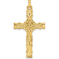14K Yellow Gold Polished Solid Fancy Design Cross Pendant - 42.7mm by Oro Pregiato