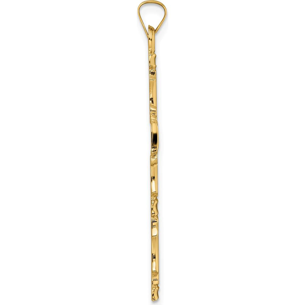 14K Yellow Gold Polished Solid Fancy Design Cross Pendant - 42.7mm by Oro Pregiato