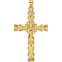 14K Yellow Gold Polished Solid Fancy Design Cross Pendant - 52.42mm Length by Oro Pregiato