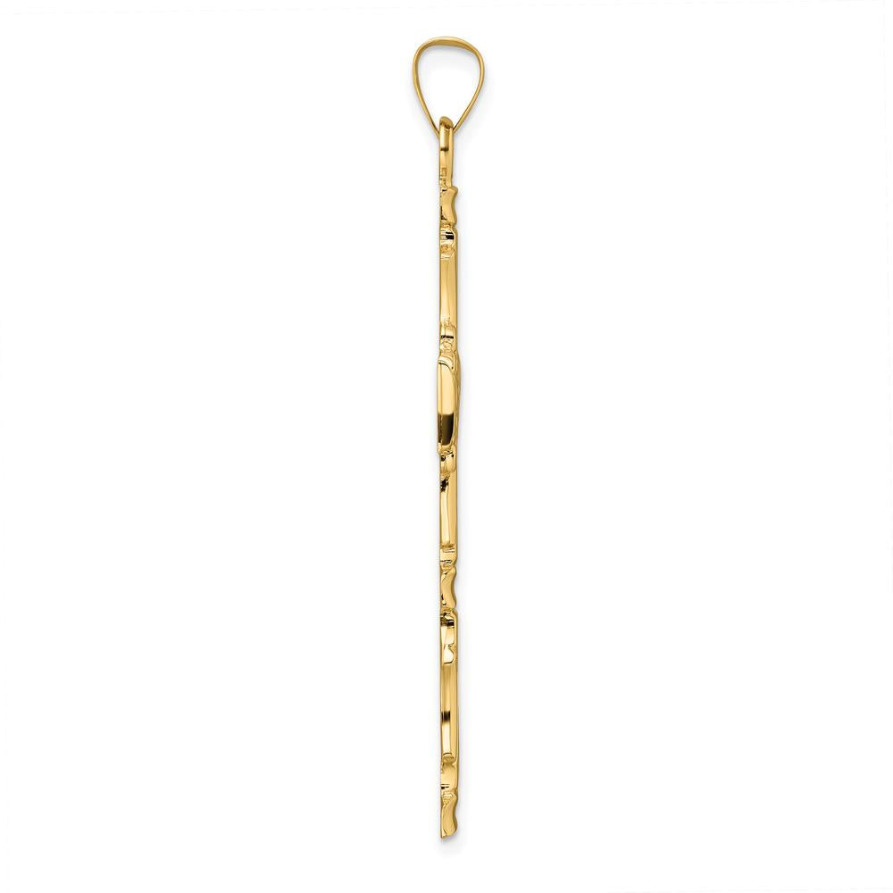 14K Yellow Gold Polished Solid Fancy Design Cross Pendant - 52.42mm Length by Oro Pregiato