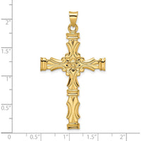 14K Yellow Gold Polished Solid Fancy Design Cross Pendant - 52.42mm Length by Oro Pregiato