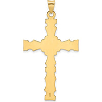 14K Yellow Gold Polished Solid Fancy Design Cross Pendant - 52.42mm Length by Oro Pregiato