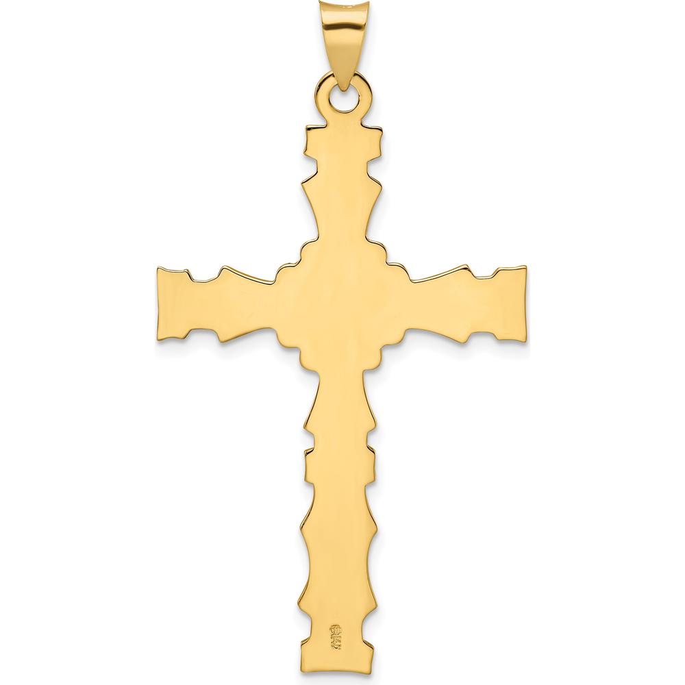 14K Yellow Gold Polished Solid Fancy Design Cross Pendant - 52.42mm Length by Oro Pregiato