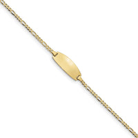 14K Yellow Gold Polished Solid Figaro Link Baby/Child ID Bracelet - 6" Length by Oro Pregiato