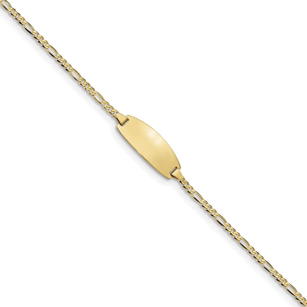 14K Yellow Gold Polished Solid Figaro Link Baby/Child ID Bracelet - 6" Length by Oro Pregiato