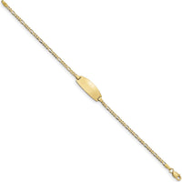 14K Yellow Gold Polished Solid Figaro Link Baby/Child ID Bracelet - 6" Length by Oro Pregiato