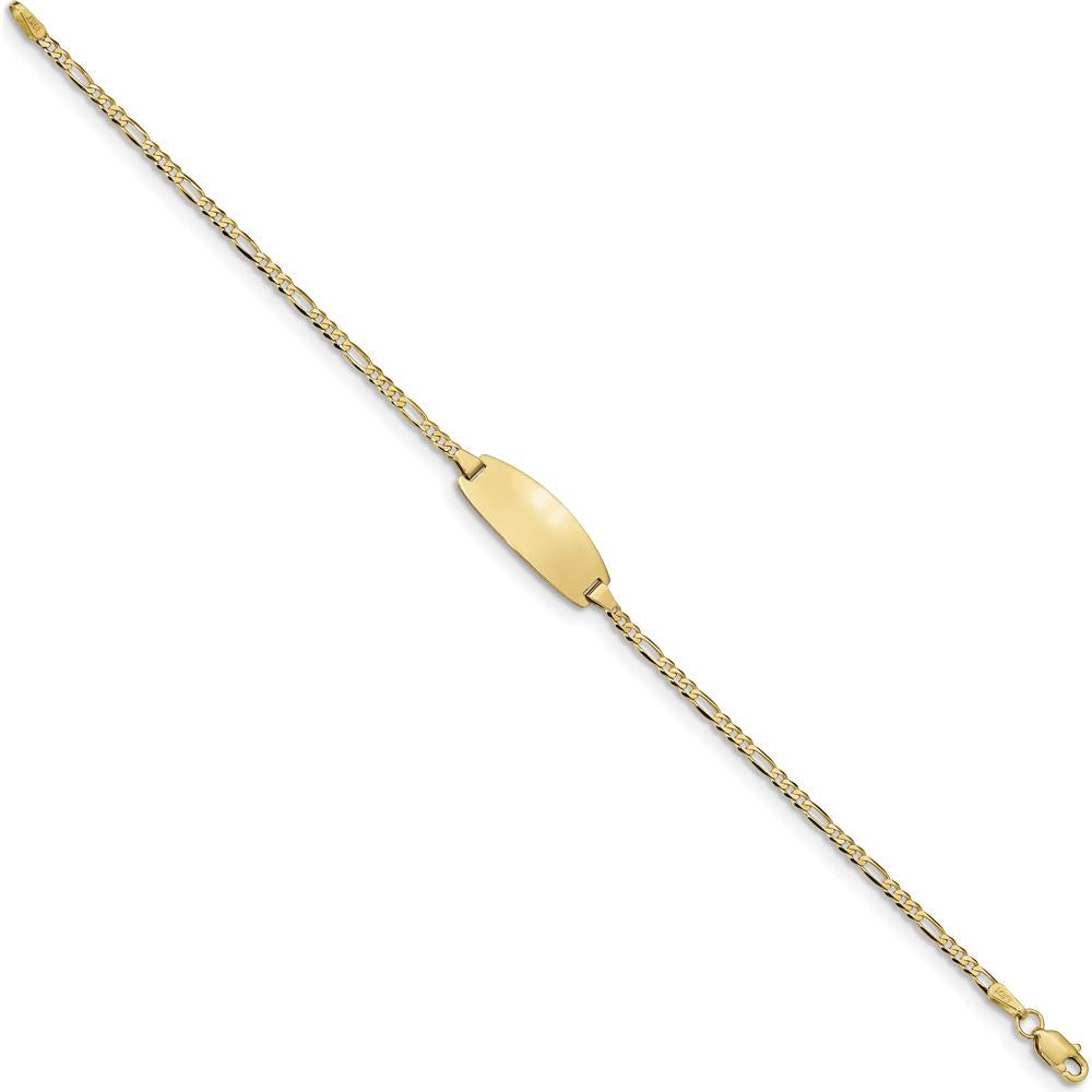 14K Yellow Gold Polished Solid Figaro Link Baby/Child ID Bracelet - 6" Length by Oro Pregiato