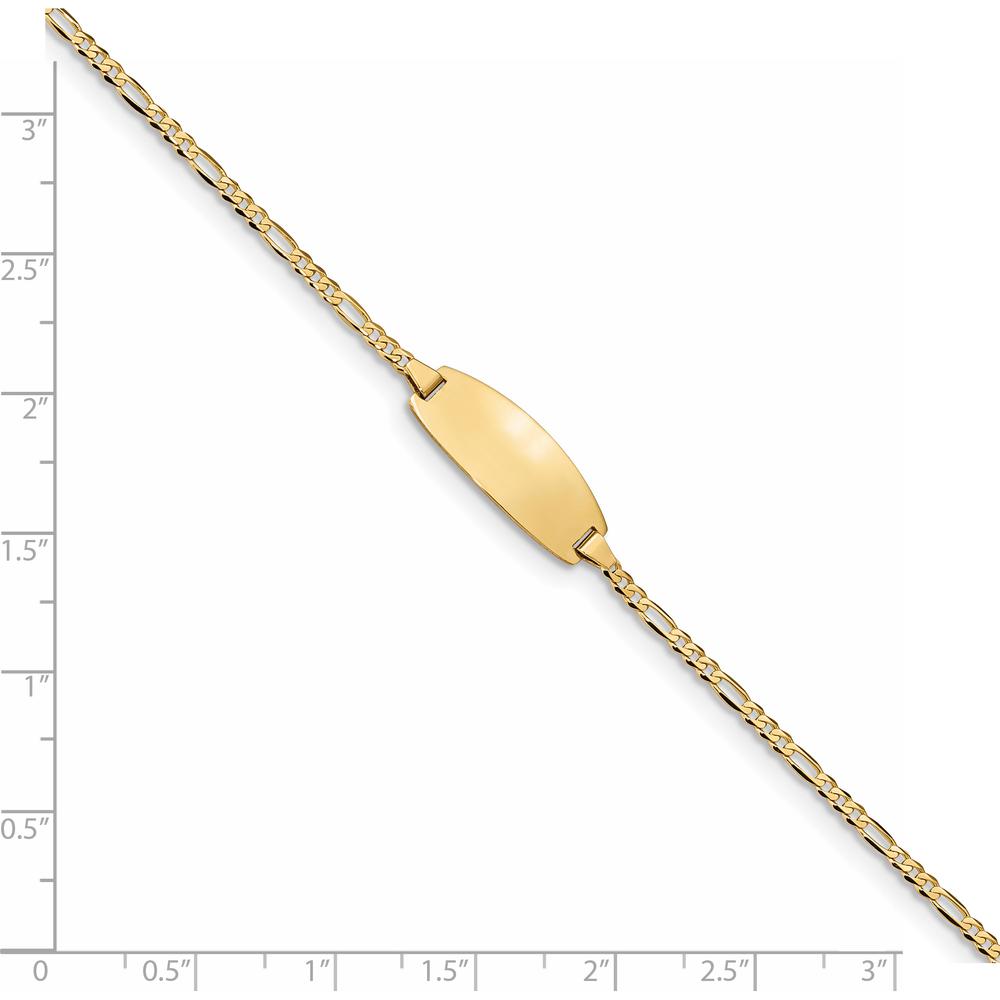 14K Yellow Gold Polished Solid Figaro Link Baby/Child ID Bracelet - 6" Length by Oro Pregiato