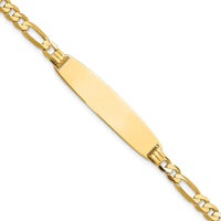 14K Yellow Gold Polished Solid Figaro Link ID Bracelet - 8" Length by Oro Pregiato