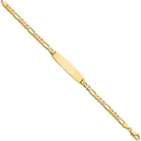 14K Yellow Gold Polished Solid Figaro Link ID Bracelet - 8" Length by Oro Pregiato