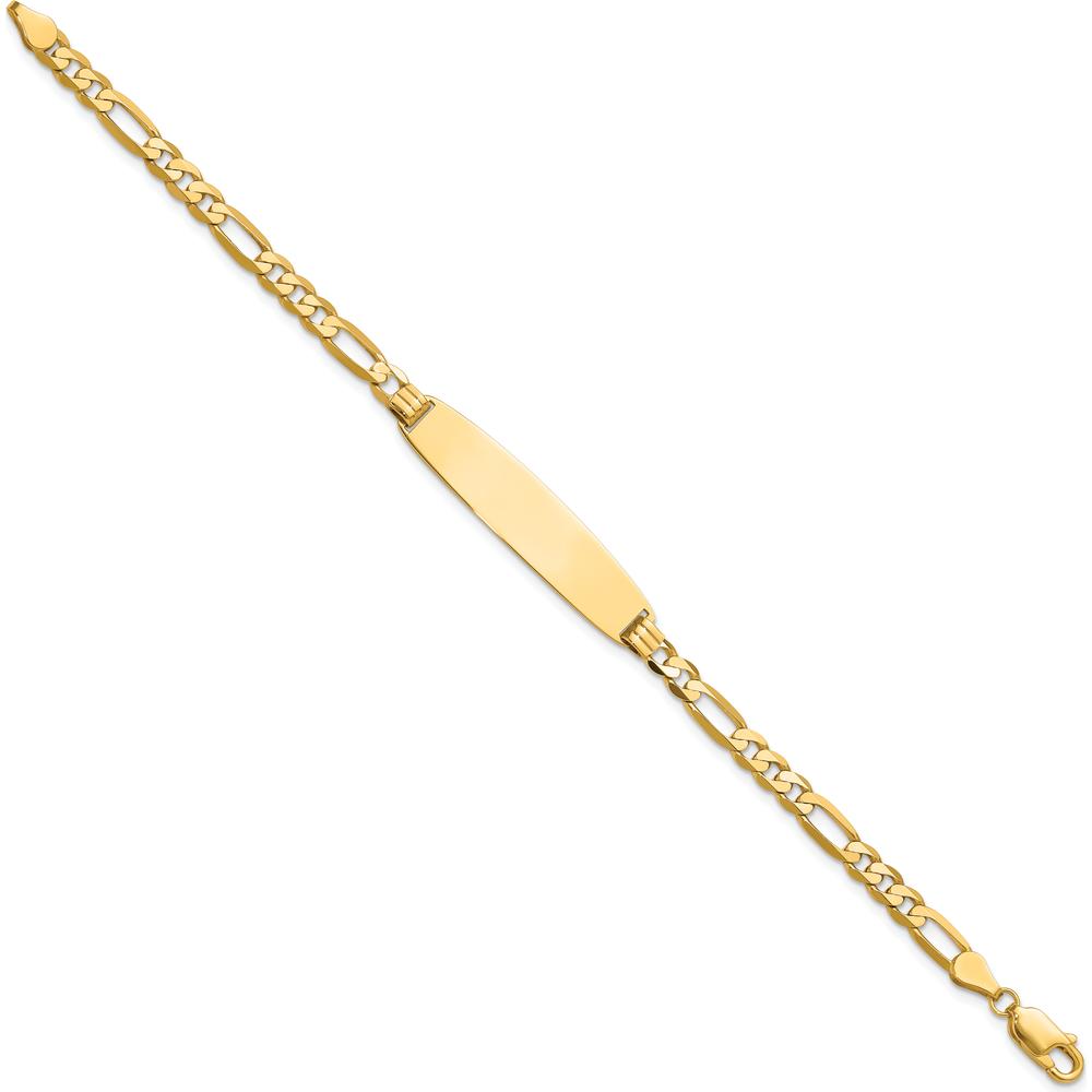 14K Yellow Gold Polished Solid Figaro Link ID Bracelet - 8" Length by Oro Pregiato