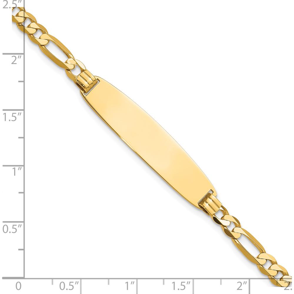 14K Yellow Gold Polished Solid Figaro Link ID Bracelet - 8" Length by Oro Pregiato