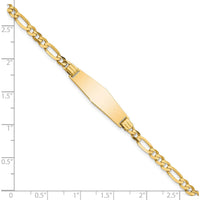 14K Yellow Gold Polished Solid Figaro Link ID Bracelet with Diamond Shape Plate - 8" Length by Oro Pregiato