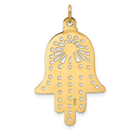 14K Yellow Gold Polished Solid Filigree Hamsa Pendant - 31.45mm Length by Oro Pregiato
