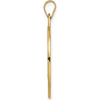 14K Yellow Gold Polished Solid Mazel Symbol Round Disc Pendant - Textured Finish, 29mm by Oro Pregiato
