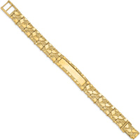 14K Yellow Gold Polished Solid Nugget Plate Chain Link 8" Bracelet by Oro Pregiato