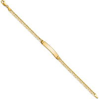 14K Yellow Gold Polished Solid Plate Anchor Link 7" ID Bracelet with Lobster Clasp by Oro Pregiato