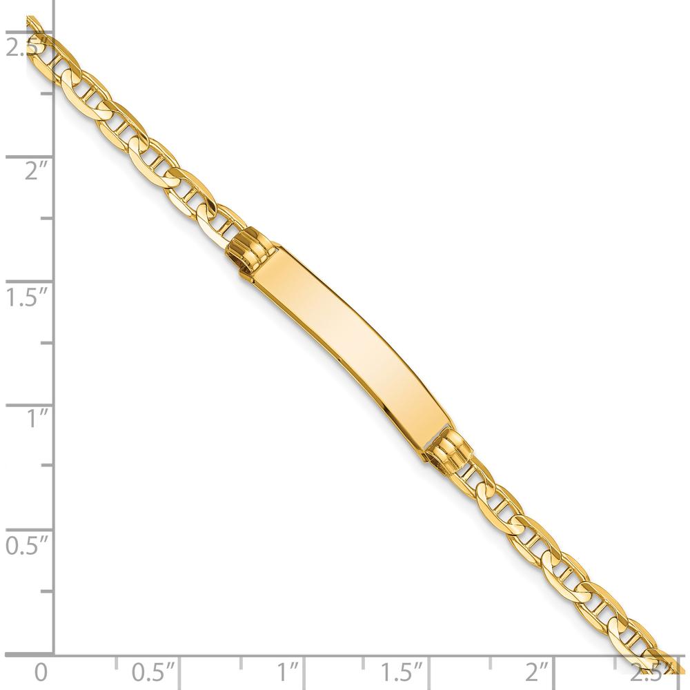 14K Yellow Gold Polished Solid Plate Anchor Link 7" ID Bracelet with Lobster Clasp by Oro Pregiato