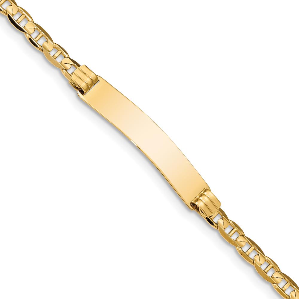14K Yellow Gold Polished Solid Plate Anchor Link ID Bracelet - 7" Length by Oro Pregiato