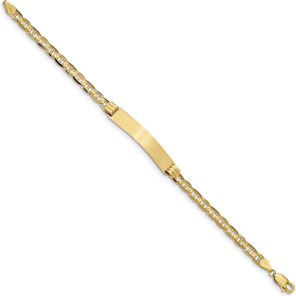 14K Yellow Gold Polished Solid Plate Anchor Link ID Bracelet - 7" Length by Oro Pregiato
