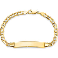 14K Yellow Gold Polished Solid Plate Anchor Link ID Bracelet - 7" Length by Oro Pregiato