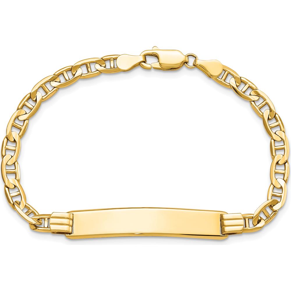 14K Yellow Gold Polished Solid Plate Anchor Link ID Bracelet - 7" Length by Oro Pregiato