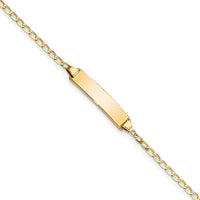 14K Yellow Gold Polished Solid Plate Curb Link 7" ID Bracelet by Oro Pregiato