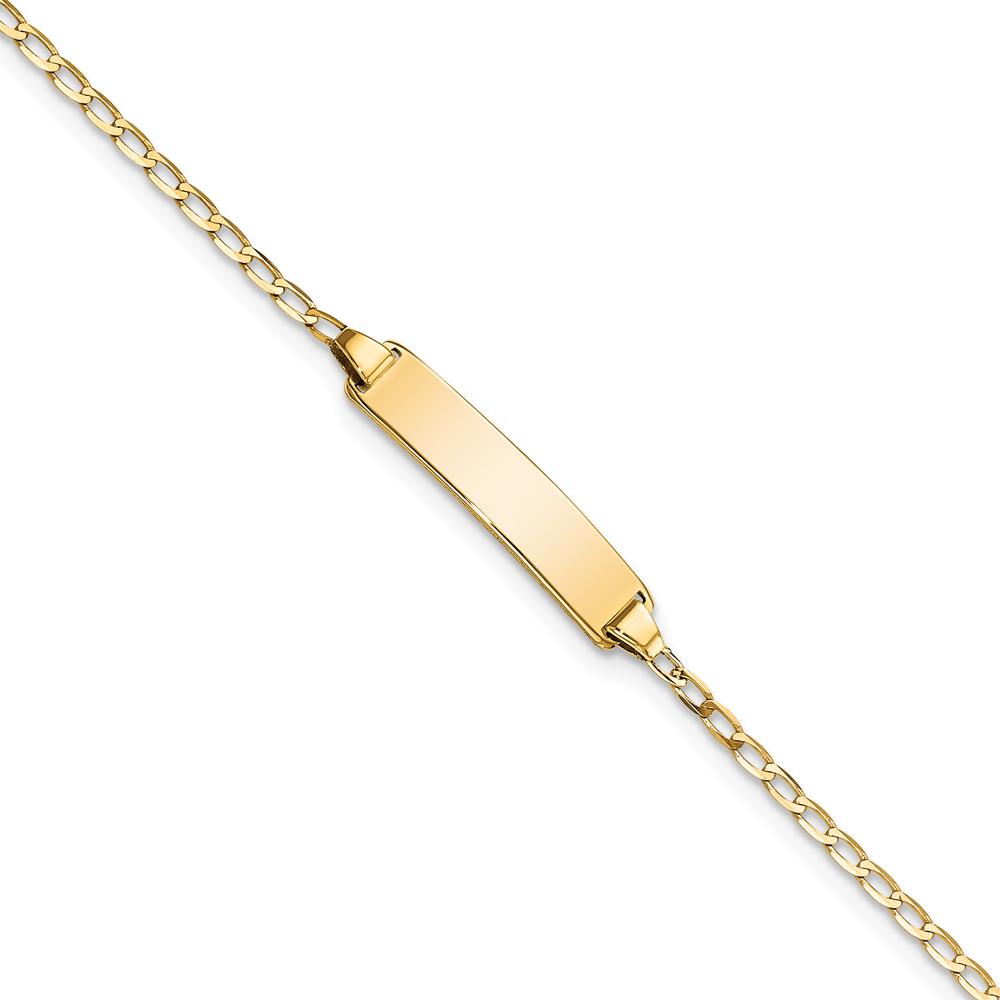 14K Yellow Gold Polished Solid Plate Curb Link 7" ID Bracelet by Oro Pregiato