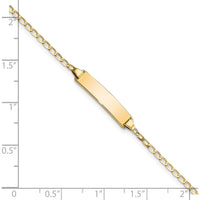 14K Yellow Gold Polished Solid Plate Curb Link 7" ID Bracelet by Oro Pregiato
