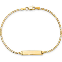 14K Yellow Gold Polished Solid Plate Curb Link 7" ID Bracelet by Oro Pregiato