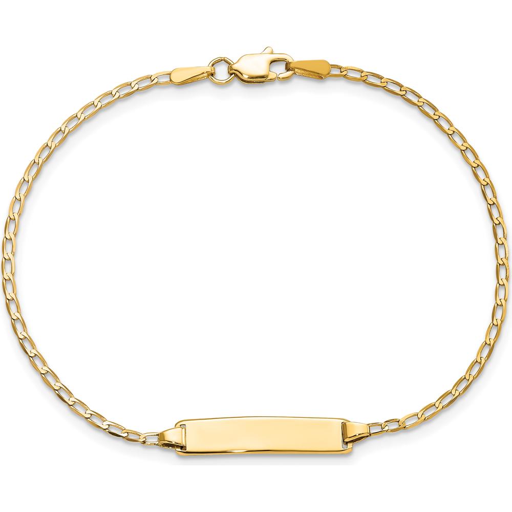 14K Yellow Gold Polished Solid Plate Curb Link 7" ID Bracelet by Oro Pregiato