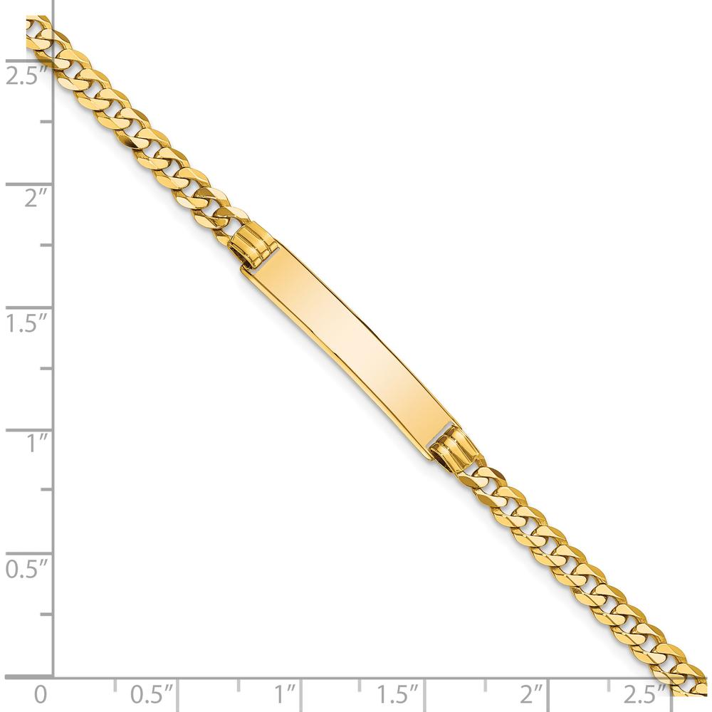 14K Yellow Gold Polished Solid Plate Curb Link ID Bracelet - 7" Length by Oro Pregiato