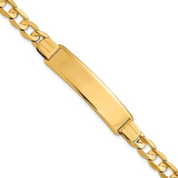 14K Yellow Gold Polished Solid Plate Curb Link ID Bracelet - 7" Length by Oro Pregiato