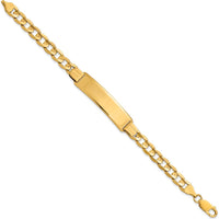 14K Yellow Gold Polished Solid Plate Curb Link ID Bracelet - 7" Length by Oro Pregiato