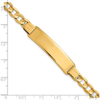 14K Yellow Gold Polished Solid Plate Curb Link ID Bracelet - 7" Length by Oro Pregiato