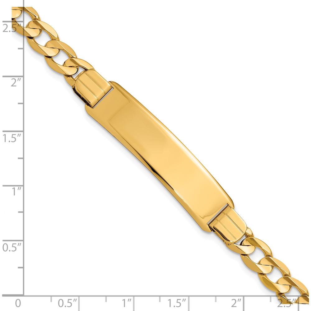 14K Yellow Gold Polished Solid Plate Curb Link ID Bracelet - 7" Length by Oro Pregiato