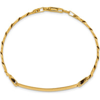 14K Yellow Gold Polished Solid Plate Curb Link ID Bracelet - 7" Length by Oro Pregiato