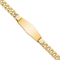 14K Yellow Gold Polished Solid Plate Curb Link ID Bracelet - 8" Length by Oro Pregiato